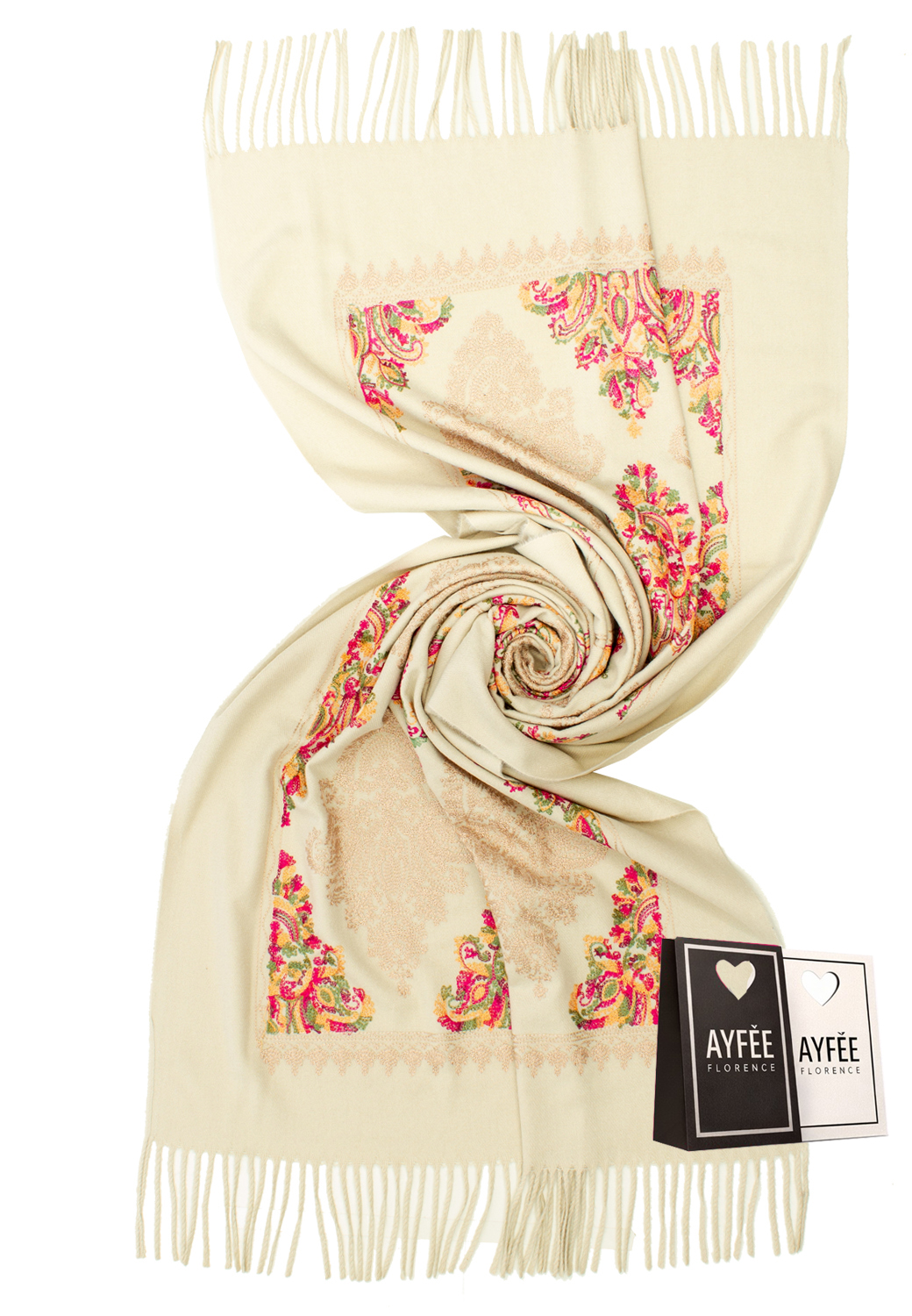 STOLA FLOWERS EMBOIDERY, CM 75*180, 100% VISCOSE MADE IN PRC      